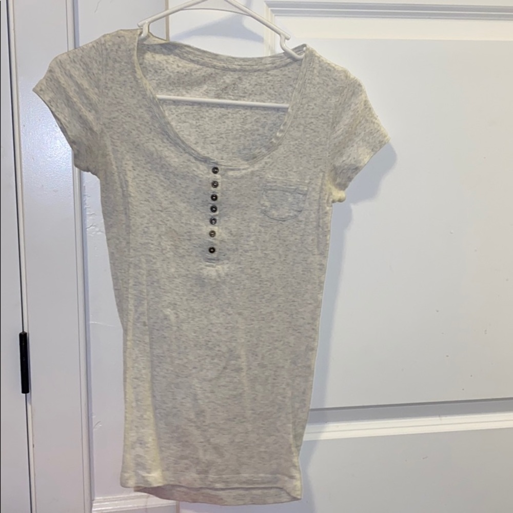 Grey Button up Tee
